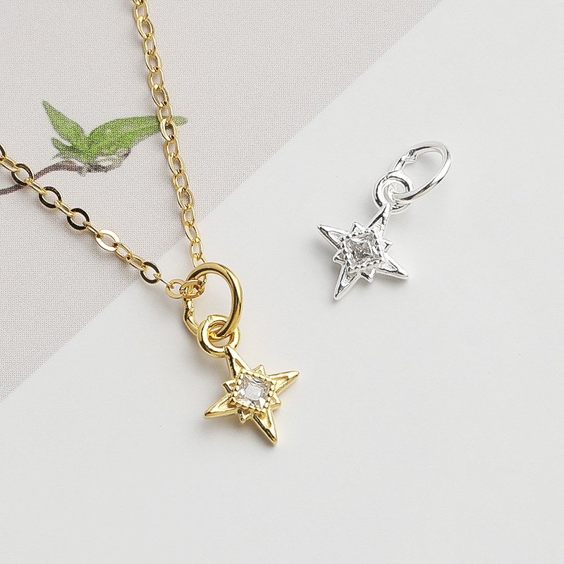 Jewelry Making In La - 925 실버 북극성 펜던트, 사각형 큐빅