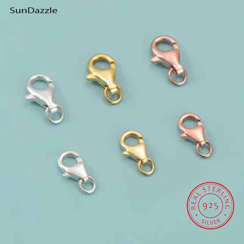 Lobster Clasp Silver - 2개 진짜 순은 925 스털링 실버