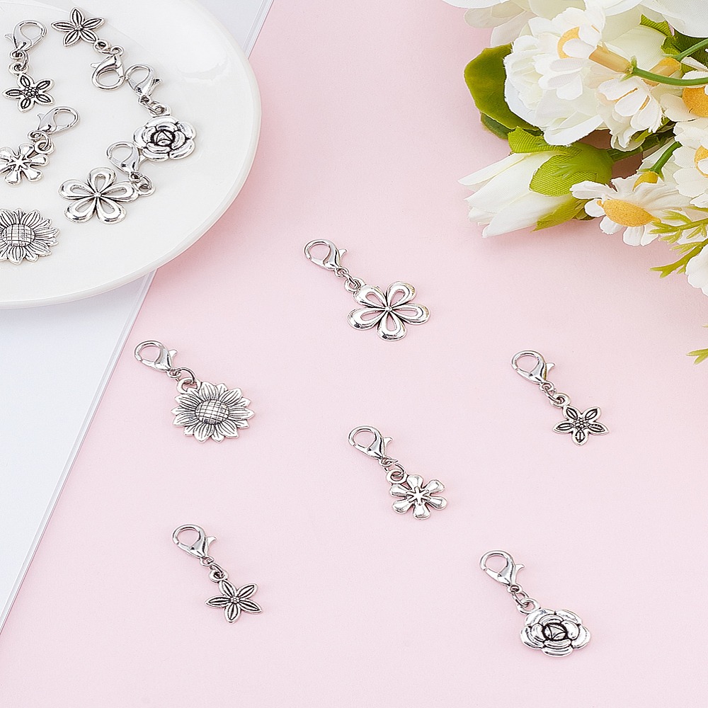 Lobster Clasp Silver - 12개 6가지 스타일 합금 펜던트 장식,