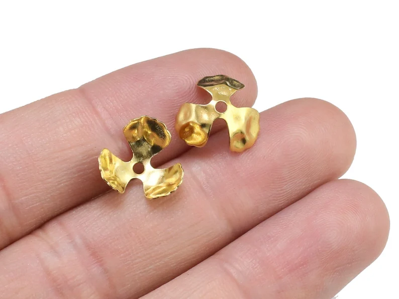 Jewelry Making Gemstones - 황동 비즈 캡 100개, 꽃 모양
