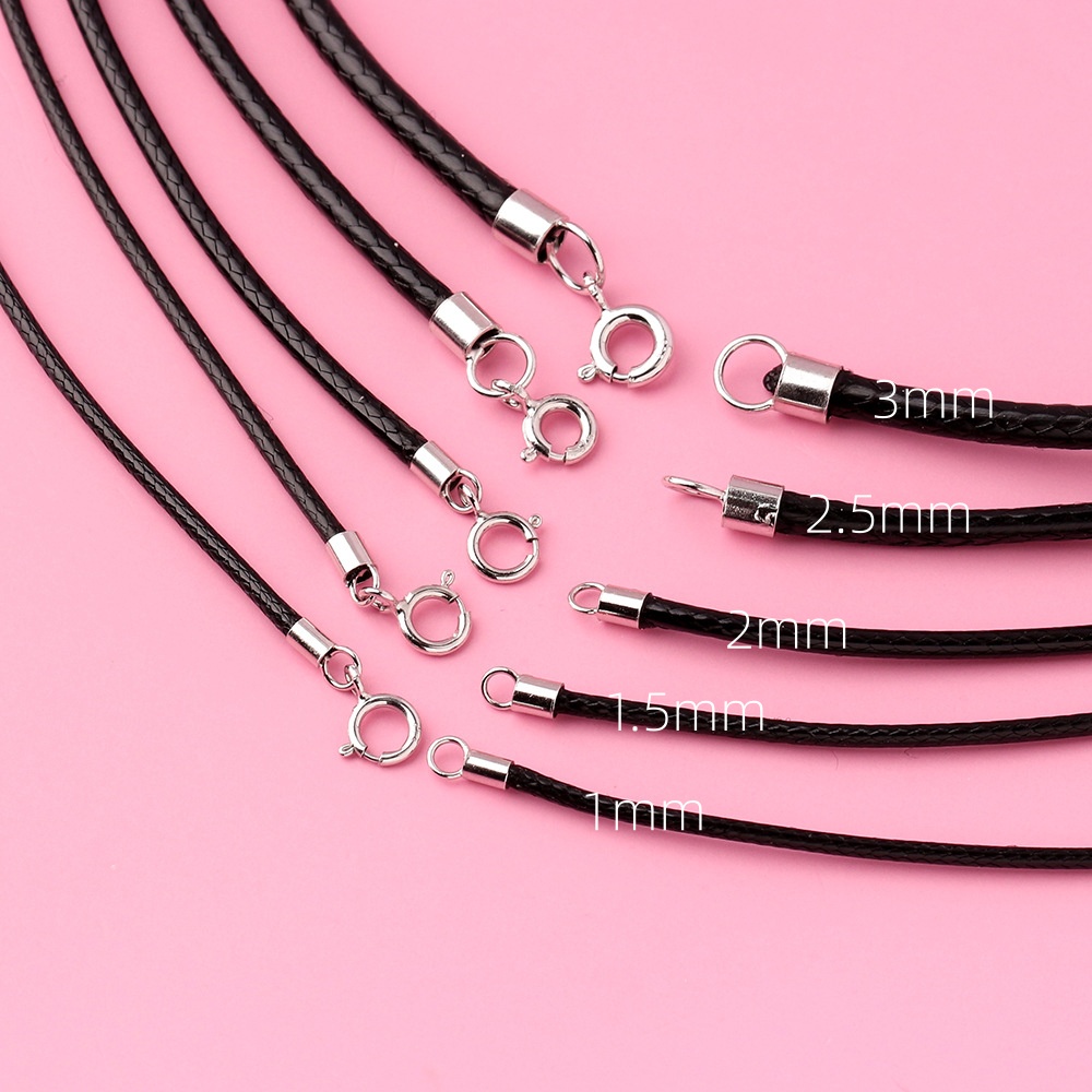 Jewelry Making In La - 925 실버 블랙 브레이드 가죽 목걸이