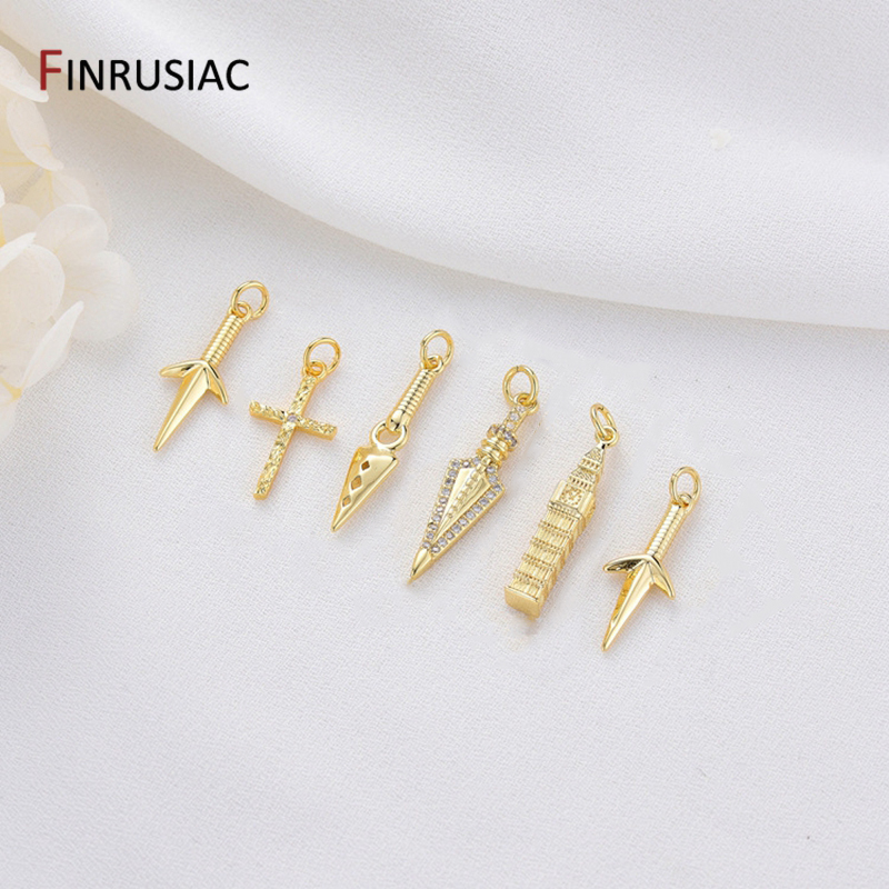 Jewelry Making London - 14K 금도금 황동 십자가/런던 기념물 펜던트,