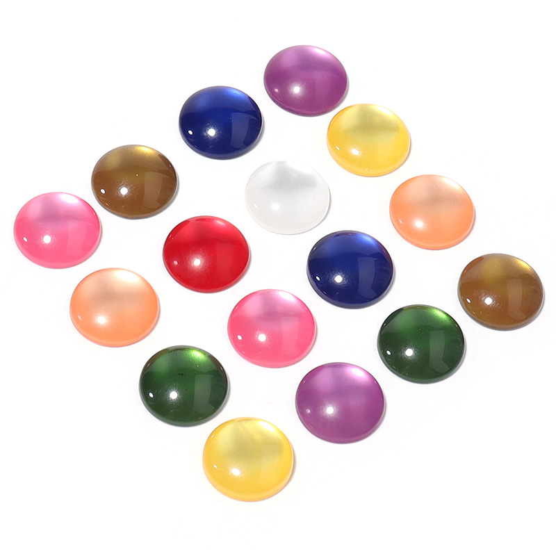 50개 혼합 색상 레진 카보숑 모조 고양이 눈 라운드  - Jewelry Making Gemstones 리뷰 및 가격