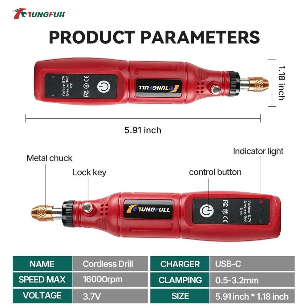 TUNGFULL 3.7V 무선 로터리 도구 USB 충전 - Jewelry Making Drill 리뷰 및 가격