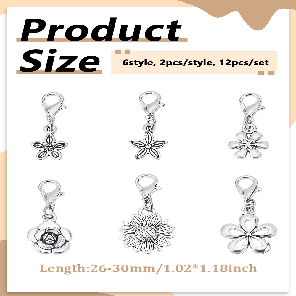 12개 6가지 스타일 합금 펜던트 장식, 합금 랍스터  - Lobster Clasp Silver 리뷰 및 가격