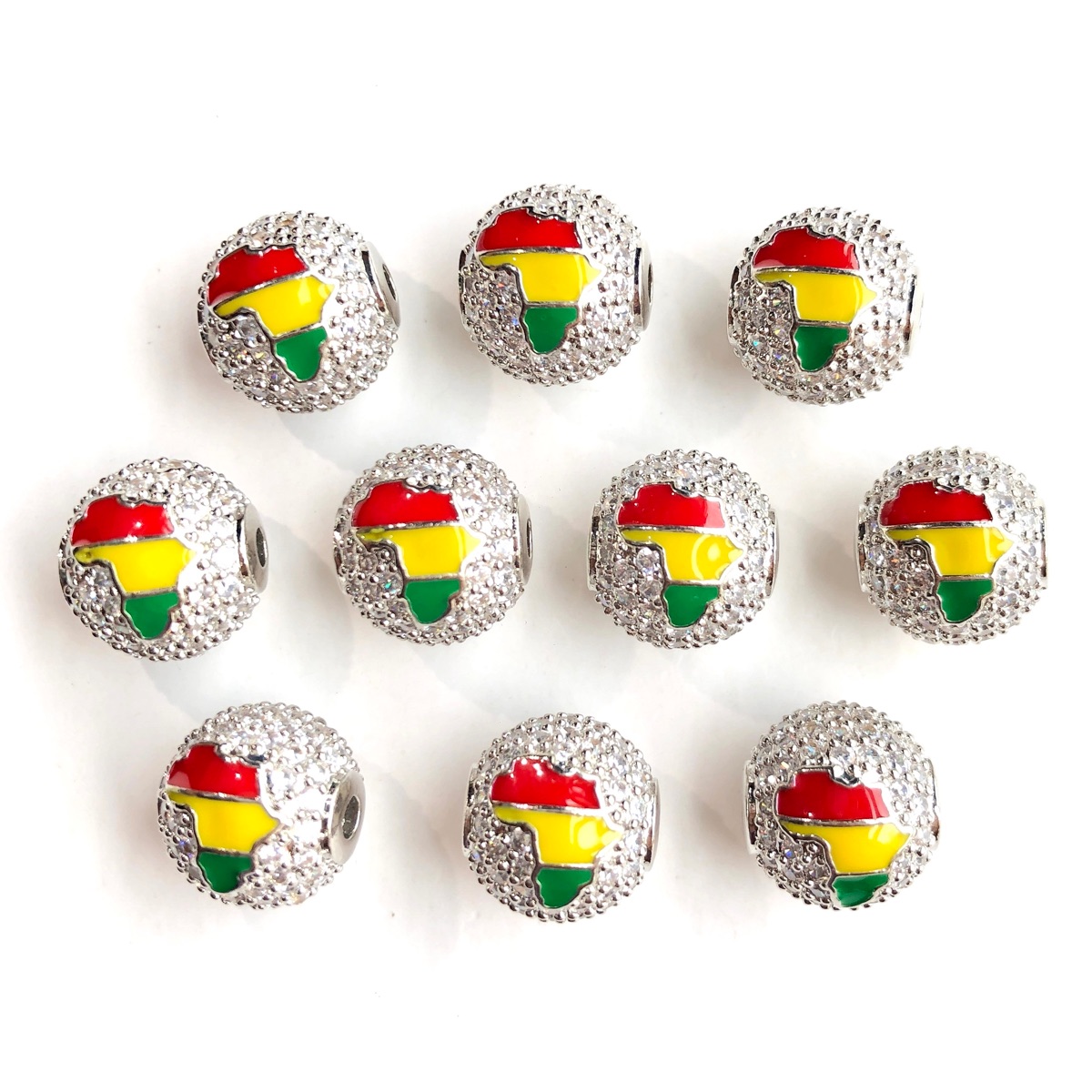 6개 12mm 빨강, 노랑, 초록 에나멜 아프리카 지도 - Jewelry Making History 리뷰 및 가격