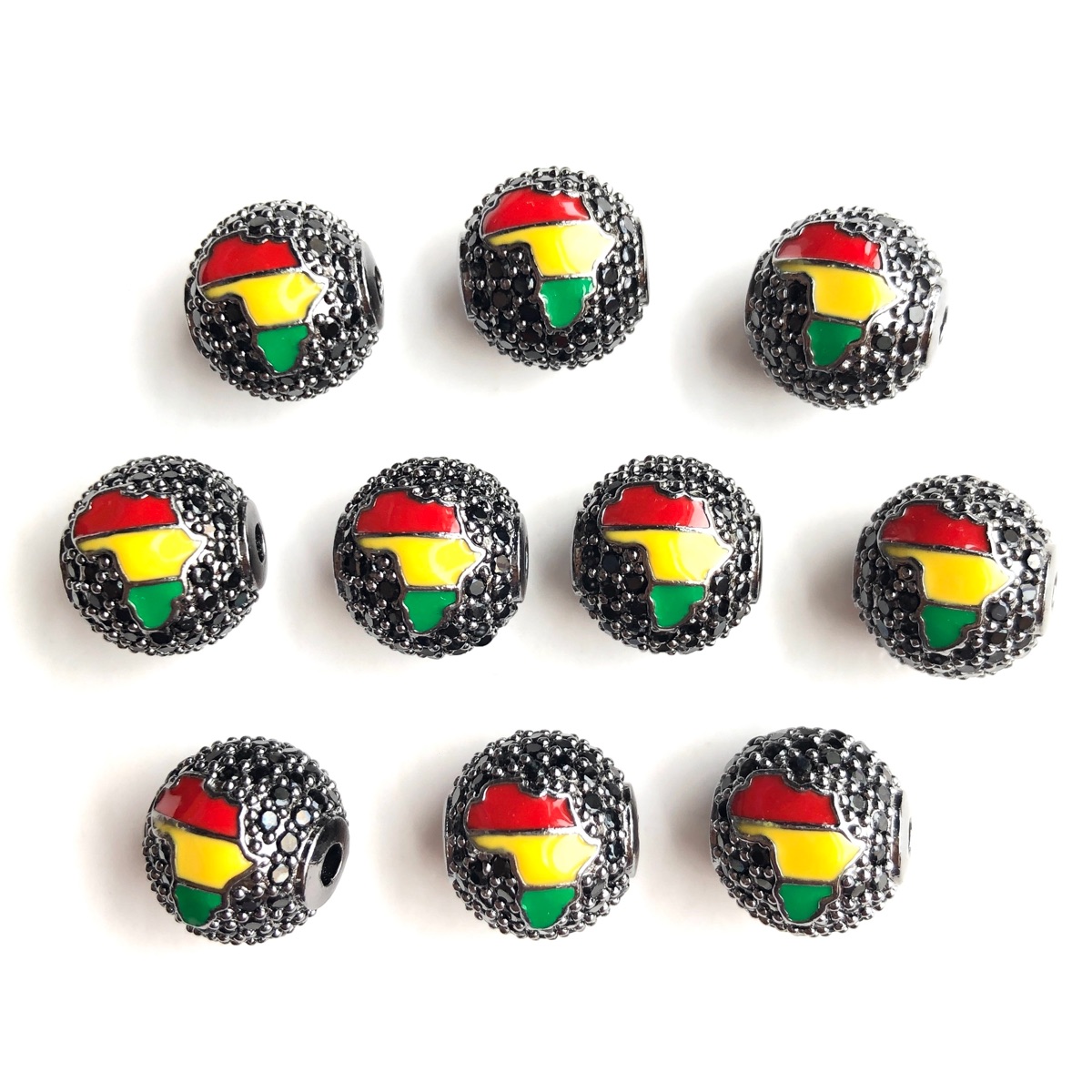 6개 12mm 빨강, 노랑, 초록 에나멜 아프리카 지도 - Jewelry Making History 리뷰 및 가격