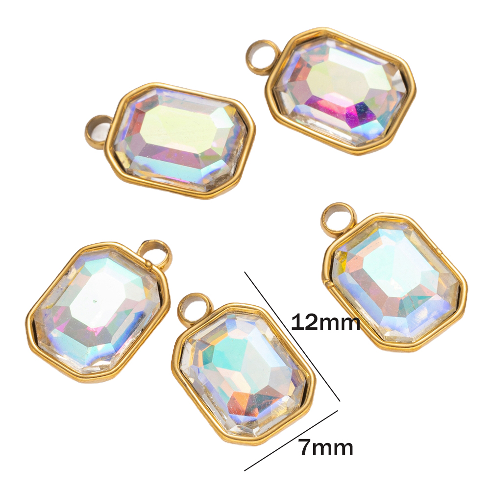 5개 스테인리스 스틸 유리 라인스톤 보석 크리스탈 펜던 - Jewelry Making Gemstones 리뷰 및 가격