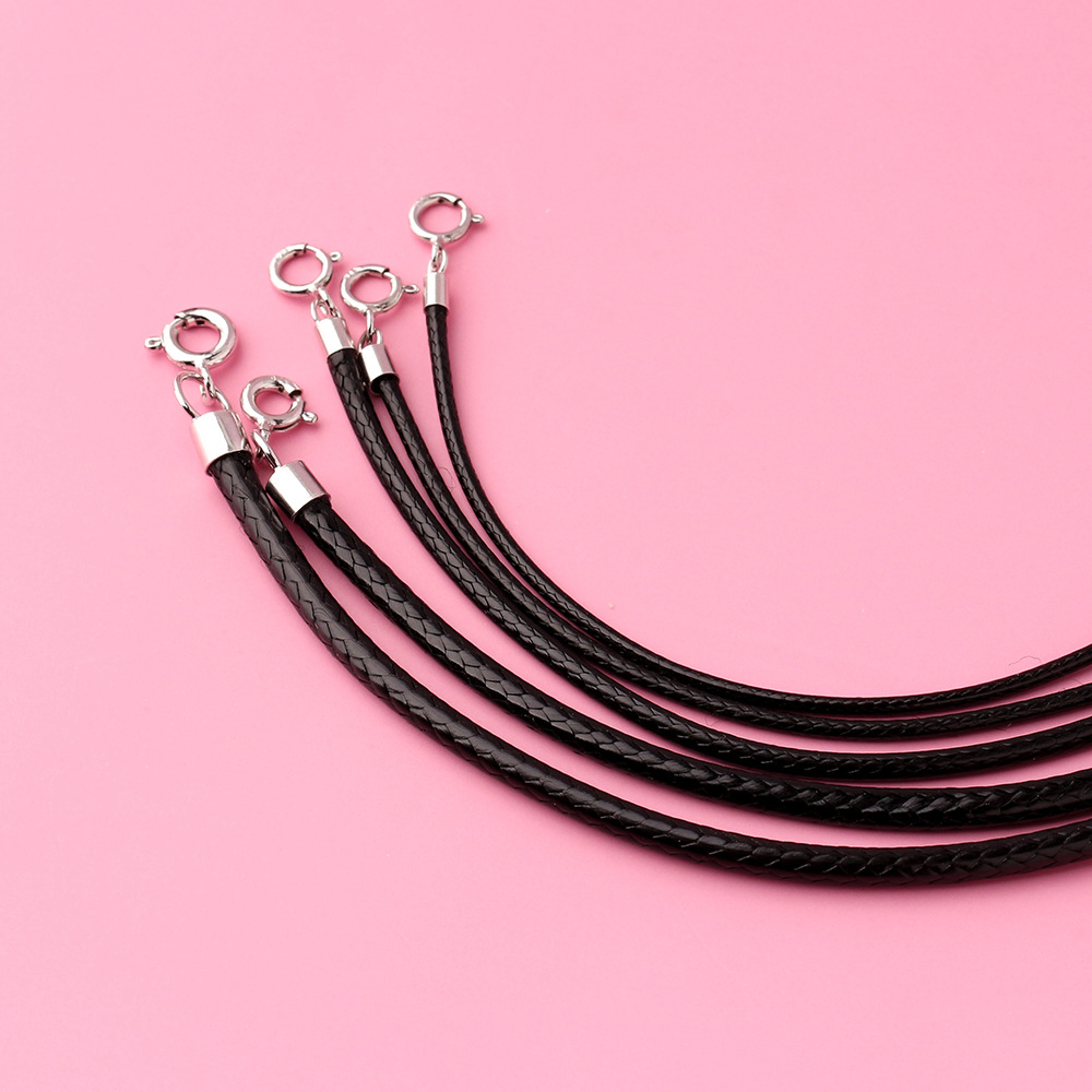 925 실버 블랙 브레이드 가죽 목걸이 줄, 스프링 링 - Jewelry Making In La 리뷰 및 가격