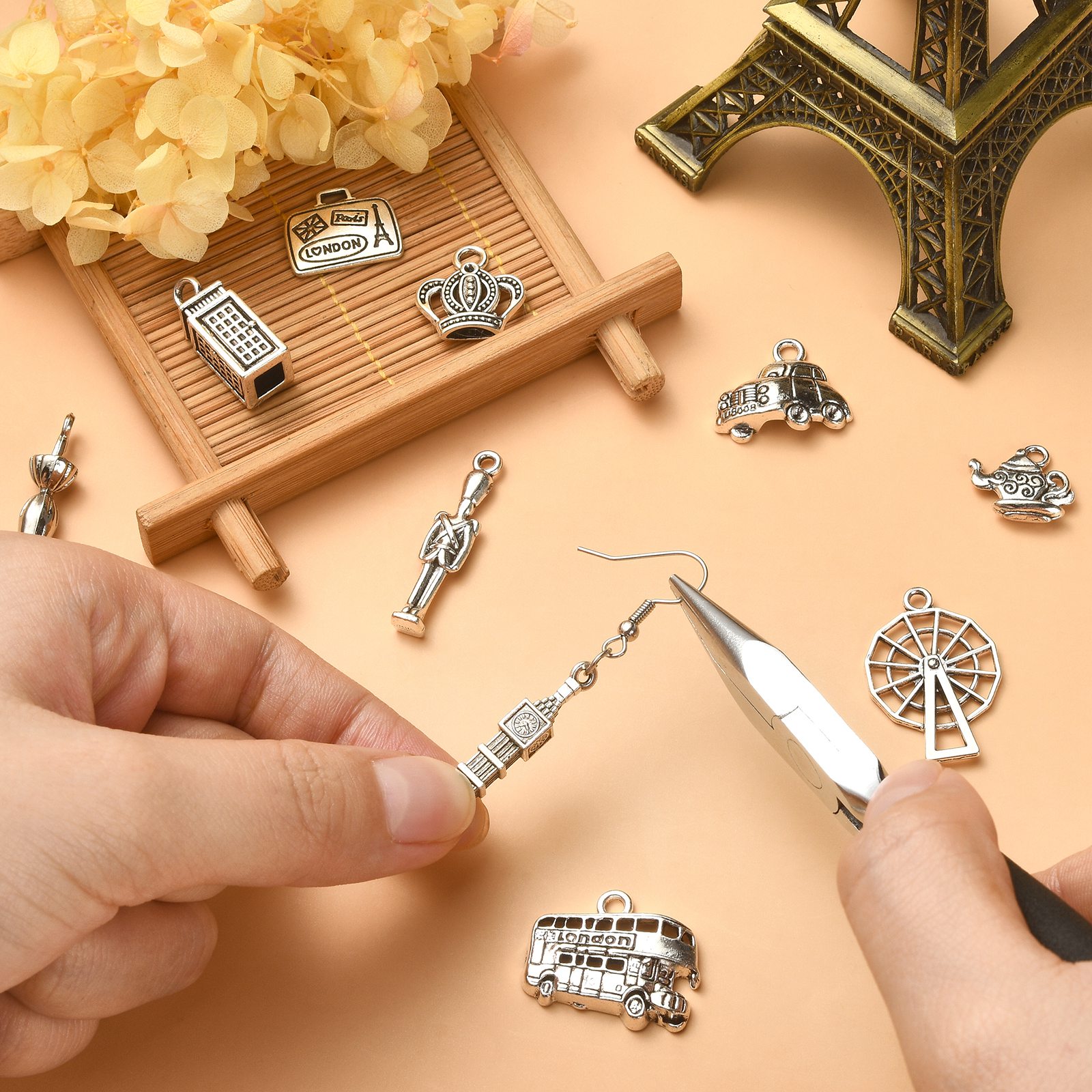 판다홀 100개 10가지 스타일 런던 테마 참 장식품  - Jewelry Making London 리뷰 및 가격