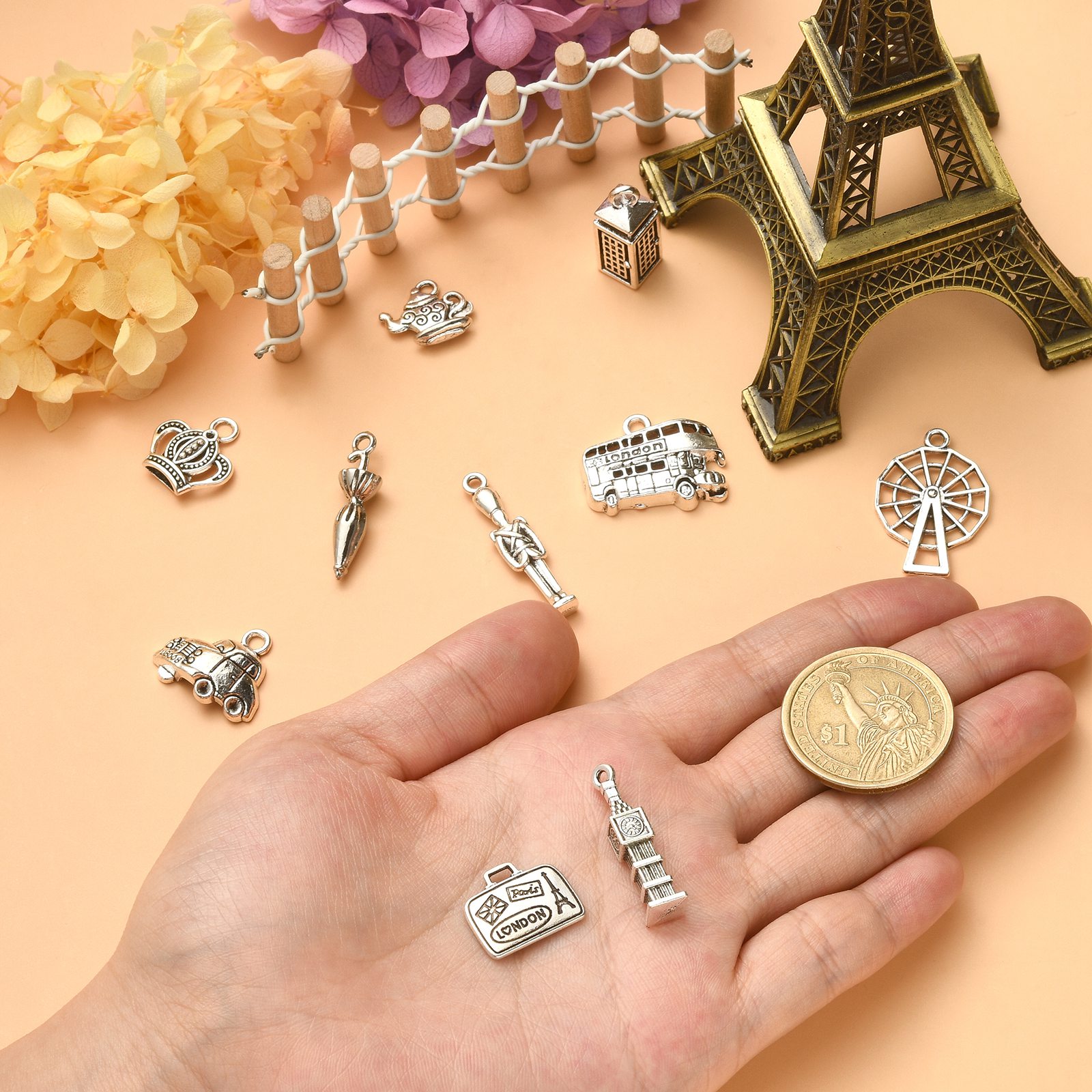 판다홀 100개 10가지 스타일 런던 테마 참 장식품  - Jewelry Making London 리뷰 및 가격